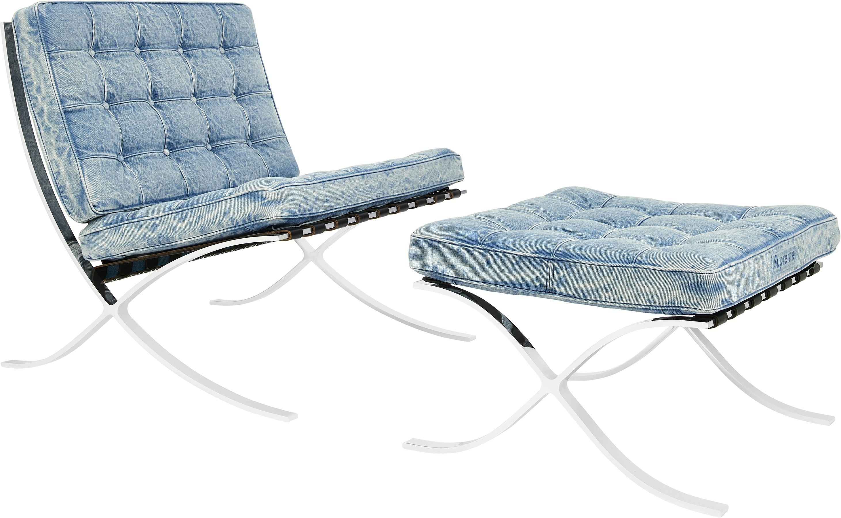 Supreme®/Knoll® Denim Barcelona Chair + Ottoman view 2